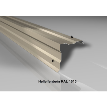 Ortgangwinkel | Stahl 0,5 mm | Beschichtung 25 µm | 115 x 115 mm gesickt | RAL 1015 Hellelfenbein