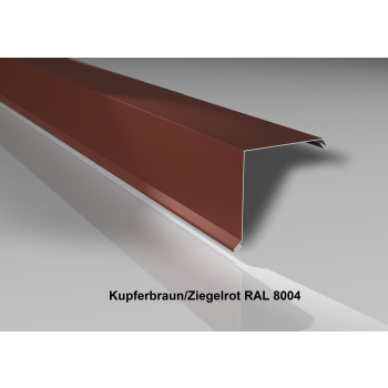 Ortgangwinkel | Stahl 0,75 mm | Beschichtung 25 µm | 115 x 115 mm glatt | RAL 8004 Kupferbraun/Ziegelrot