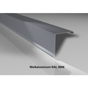 Alu-Ortgangwinkel | Aluminium 0,7 mm | Beschichtung 25 µm | 115 x 115 mm glatt | RAL 9006 Weißaluminium