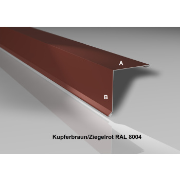 Pultabschluss | Stahl 0,5 mm | Beschichtung 25 µm | 90° | 115 x 115 mm | RAL8004 Kupferbraun/Ziegelrot