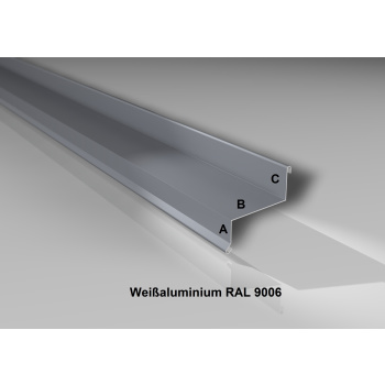 Sohlbank | Stahl 0,5 mm | Beschichtung 25 µm | 50 x 115 x 40 x 2000 mm | RAL 9006 Weißaluminium
