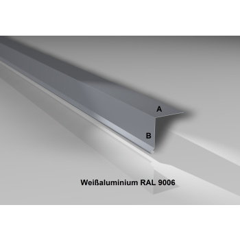Traufblech | Stahl 0,5 mm | Beschichtung 25 µm | 90° | 80 x 30 mm | RAL 9006 Weißaluminium