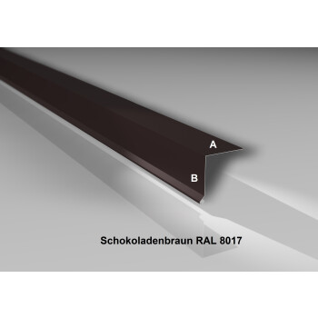 Traufblech | Stahl 0,63 mm | Beschichtung 25 µm | 90° | 80 x 30 mm | RAL 8017 Schokoladenbraun