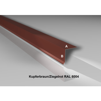 Traufblech | Stahl 0,5 mm | Beschichtung 25 µm | 95° | 50 x 50 mm | RAL 8004 Kupferbraun/Ziegelrot