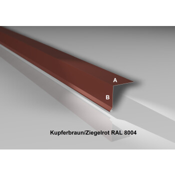 Traufblech | Stahl 0,5 mm | Beschichtung 25 µm | 95° | 160 x 100 mm | RAL 8004 Kupferbraun/Ziegelrot