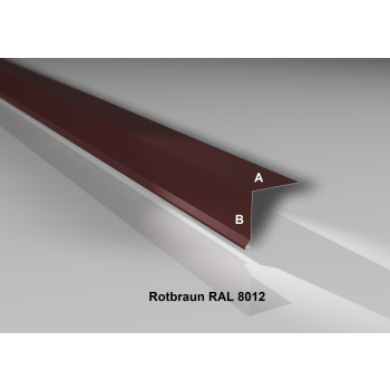 Traufblech | Stahl 0,63 mm | Beschichtung 25 µm | 95° | 50 x 50 mm | RAL 8012 Rotbraun