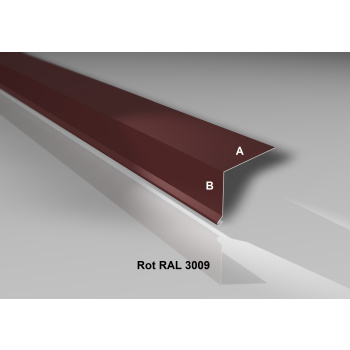 Traufblech | Stahl 0,5 mm | Beschichtung 25 µm | 100° | 80 x 30 mm | RAL 3009 Rot