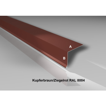 Traufblech | Stahl 0,5 mm | Beschichtung 25 µm | 100° | 160 x 100 mm | RAL 8004 Kupferbraun/Ziegelrot