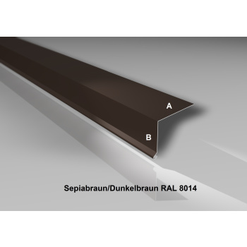 Traufblech | Stahl 0,5 mm | Beschichtung 35 µm | 100° | 160 x 100 mm | RAL 8014 Dunkelbraun