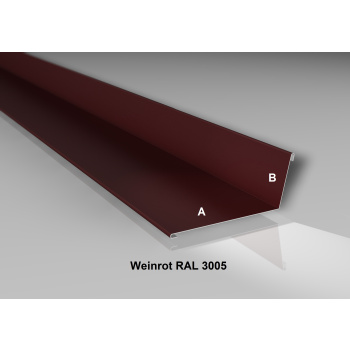Wandanschluss | Stahl 0,5 mm | Beschichtung 25 µm | 95° | 220 x 150 mm | RAL 3005 Weinrot
