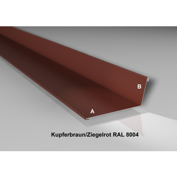 Wandanschluss | Stahl 0,5 mm | Beschichtung 25 µm | 100° | 160 x 115 mm | RAL 8004 Kupferbraun/Ziegelrot