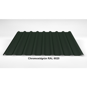 Trapezblech Dach 20/138 | Profilblech | Stahl | Beschichtung 25 µm | 0,5 mm | RAL 6020 Chromoxidgrün/Nadelgrün