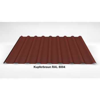 Trapezblech Dach 20/138 | Profilblech | Stahl | Beschichtung 25 µm | 0,5 mm | RAL 8004 Kupferbraun/Ziegelrot