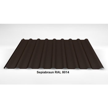 Trapezblech Dach 20/138 | Profilblech | Stahl | Beschichtung 25 µm | 0,5 mm | RAL 8014 Sepiabraun/Dunkelbraun mit 1000 g/m² Antikondensvlies