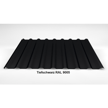 Trapezblech Dach 20/138 | Profilblech | Stahl | Beschichtung 25 µm | 0,5 mm | RAL 9005 Schwarz