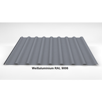 Trapezblech Dach 20/138 | Profilblech | Stahl | Beschichtung 25 µm | 0,63 mm | RAL 9006 Weißaluminium