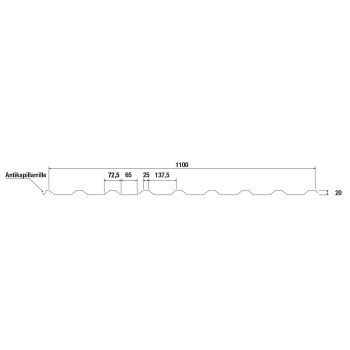 Trapezblech Dach 20/138 | Profilblech | Stahl | Beschichtung 25 µm | 0,75 mm | RAL 7016 Anthrazitgrau mit 2400 g/m²  Antikondensvlies (Soundcontrol)