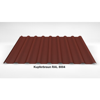Trapezblech Dach 20/138 | Profilblech | Stahl | Beschichtung 25 µm | 0,75 mm | RAL 8004 Kupferbraun/Ziegelrot