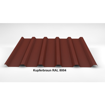 Trapezblech Dach 35/207 | Profilblech | Stahl | Beschichtung 60 µm | Stärke 0,5 mm | RAL 8004 Kupferbraun/Ziegelrot