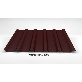 Trapezblech Dach 35/207 | Profilblech | Stahl | Beschichtung 25 µm | 0,5 mm | RAL 3005 Weinrot