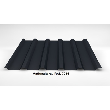 Trapezblech Dach 35/207 | Profilblech | Stahl | Beschichtung 25 µm | 0,5 mm | RAL 7016 Anthrazitgrau mit 1000 g/m² Antikondensvlies