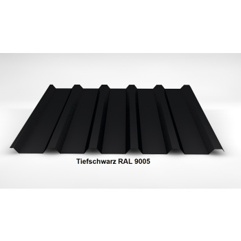 Trapezblech Dach 35/207 | Profilblech | Stahl | Beschichtung 25 µm | 0,5 mm | RAL 9005 Schwarz mit 1000 g/m² Antikondensvlies
