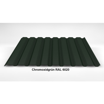 Trapezblech Wand 20/138 | Profilblech | Stahl | Beschichtung 25 µm | 0,5 mm RAL 6020 Chromoxidgrün/Nadelgrün