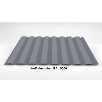 Trapezblech Wand 20/138 | Profilblech | Stahl | Beschichtung 25 µm | 0,5 mm RAL 9006 Weißaluminium