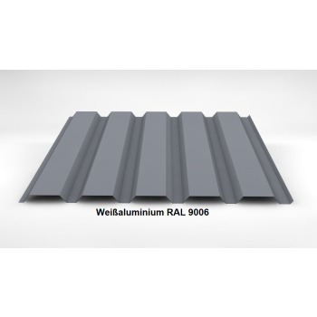 Trapezblech Wand 35/207 | Profilblech | Stahl | Beschichtung 25 µm | 0,63 mm RAL 9006 Weißaluminium