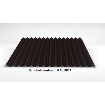 Wellblech Dach 76/18 | Profilblech | Stahl | Beschichtung 60 µm | Stärke 0,5 mm | RAL 8017 Schokoladenbraun mit 2400 g/m² Antikondensvlies (Soundcontrol)