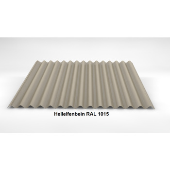 Wellblech Dach 76/18 | Profilblech | Stahl | Beschichtung 25 µm | Stärke 0,75 mm | RAL 1015 Hellelfenbein mit 2400 g/m² Antikondensvlies (Soundcontrol)