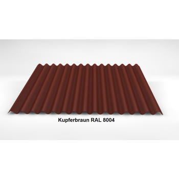 Wellblech Dach 76/18 | Profilblech | Stahl | Beschichtung 25 µm | Stärke 0,75 mm | RAL 8004 Kupferbraun/ Ziegelrot