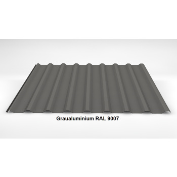 Alu-Trapezblech Dach 20/138 | Profilblech | Aluminium | Beschichtung 25 µm | Stärke 0,7 mm | RAL 9007 Graualuminium mit 1000 g/m² Antikondensvlies
