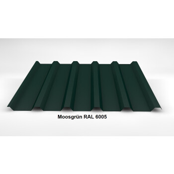 Alu-Trapezblech Dach 35/207 | Profilblech | Aluminium | Beschichtung 25 µm | Stärke 0,7 mm | RAL 6005 Moosgrün ohne Antikondensvlies