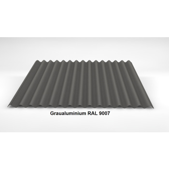 Alu-Wellblech Dach 76/18 | Profilblech | Aluminium | Beschichtung 25 µm | Stärke 0,7 mm | RAL 9007 Graualuminium
