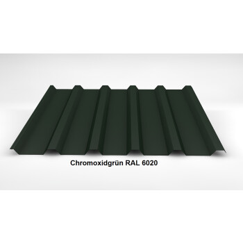 Sonderposten Trapezblech Dach 35/207 | Profilblech | Stahl | Beschichtung 25 µm | Stärke 0,4 mm | RAL 6020 Chromoxidgrün