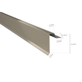 Ortgangwinkel für Profil 33/500 | Stahl 0,5 - 0,75 mm | Beschichtung 25 µm | glatt  0,63 mm RAL 9010 Reinweiß