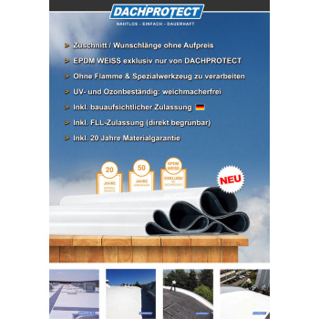 Dachprotect EPDM Dachfolie 1,5 mm | Weiß | Breite 3,05 m