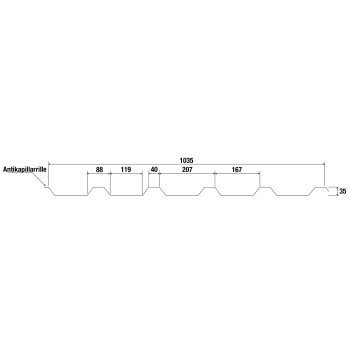 Trapezblech Dach 35/207 | Profilblech | Stahl | Beschichtung 60 &micro;m | St&auml;rke 0,5 mm