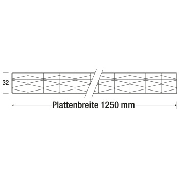 Polycarbonat Stegplatte 10-fach | 32 mm | X-Struktur | Gold-Opal