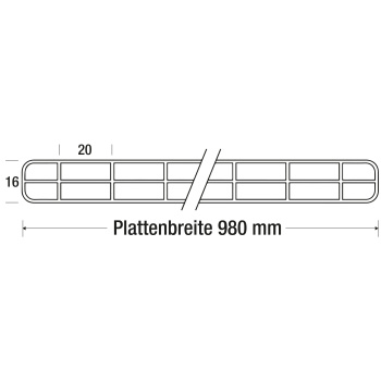Aktionsangebot Polycarbonat Stegplatte 3-fach | 16 mm | Glasklar | Nova-Lite | Breite 980 mm | Länge 2500 mm